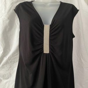 🌷Alfani Sleeveless Top with Pearl & Ruching Detail